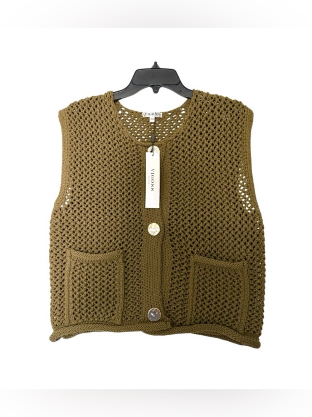 New VIGOSS Olive Knit Sweater Vest